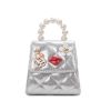 Mini Bag Fashion Kids Pearl Top Handle Quilted Crossbody Hand Tote Shoulder Messenger Bag
